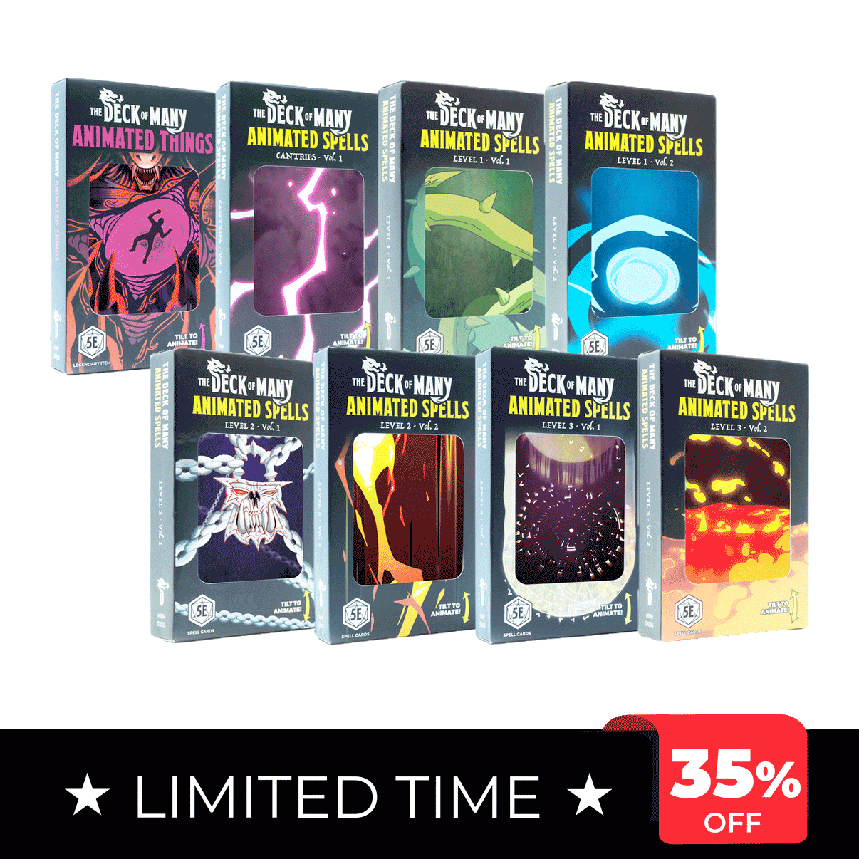 A selection of eight animated spell decks with a limited-time offer.