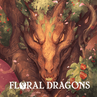 Illustration of a dragon's head surrounded by foliage and flowers with 'Floral Dragons' text.
